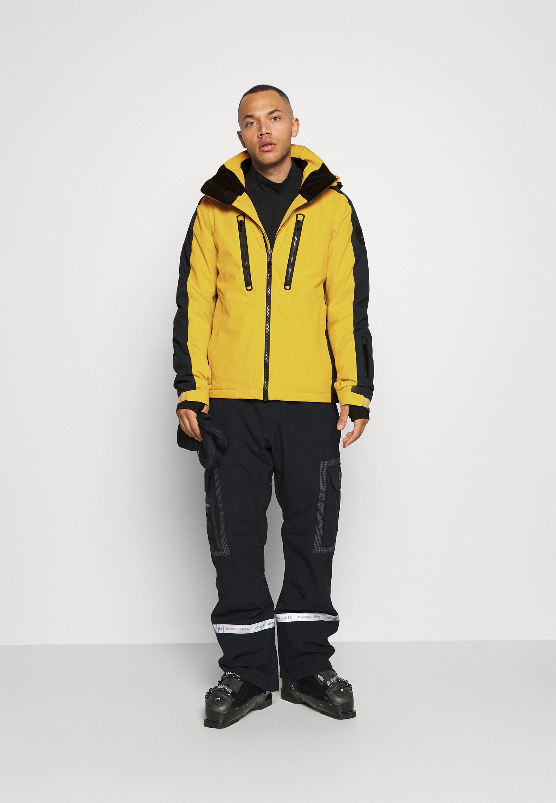 mustard yellow ski jacket