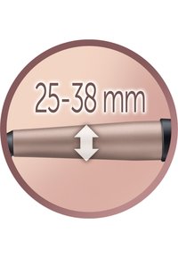Justerbar rör med en diameter på 25-38 mm i en matt bronsfinish med en svart kant; designen har en uppåtriktad pil som indikerar justering.