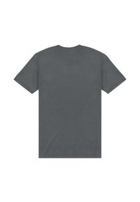 Grå bomulds t-shirt med korte ærmer, rund hals og et ensfarvet design bagpå. Blød tekstur og normal pasform. Ingen synlige grafikker eller logoer.