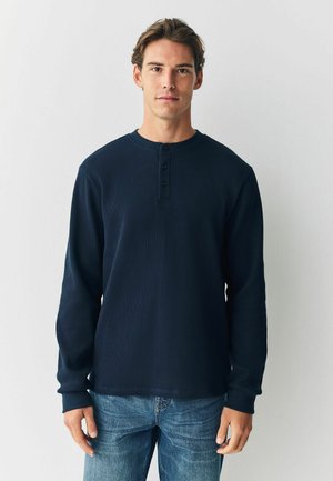 REGULAR FIT - LONG SLEEVE GRANDAD - Bluză cu mânecă lungă - navy