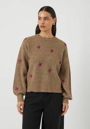 YAS YASFLEUR LS NOOS - Pullover - taupe gray