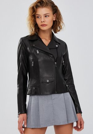 Derimod Veste en cuir - black