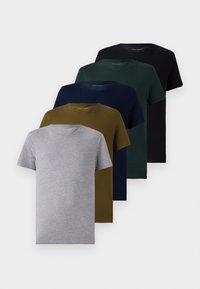 UNISEX 5 PACK - Basic T-shirt - black /dark blue/dark green