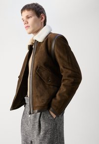 BOSS MONTEL - Leather jacket - open green