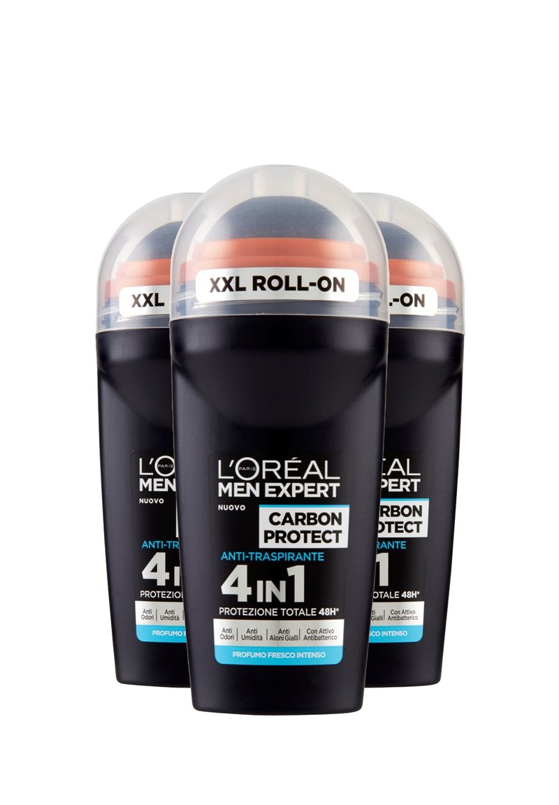 L'Oréal Men Expert - DEODORANTE ROLL-ON CARBON PROTECT, ANTI-TRASPIRANTE, 50 ML - 3 PACK - Deodorante, Ingrandire