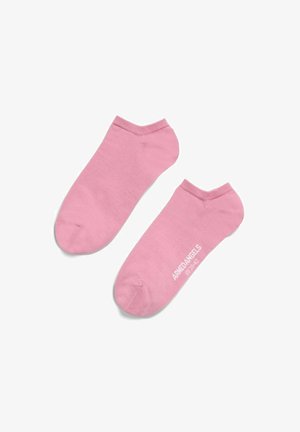 Paire de chaussettes basses roses avec texte blanc « 4HREDANGELS EU 39-42 » sur la semelle, présentée sur fond blanc.