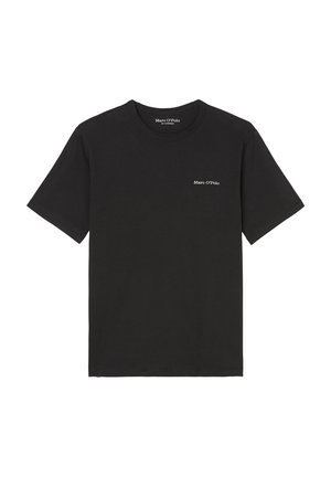 SHORT SLEEVE BINDING EMBROIDERY - Lihtne T-särk - black