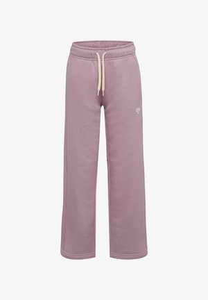 Lavendel vidde joggebukser med elastisk talje og hvid snor, med et lille broderet logo på højre lår.