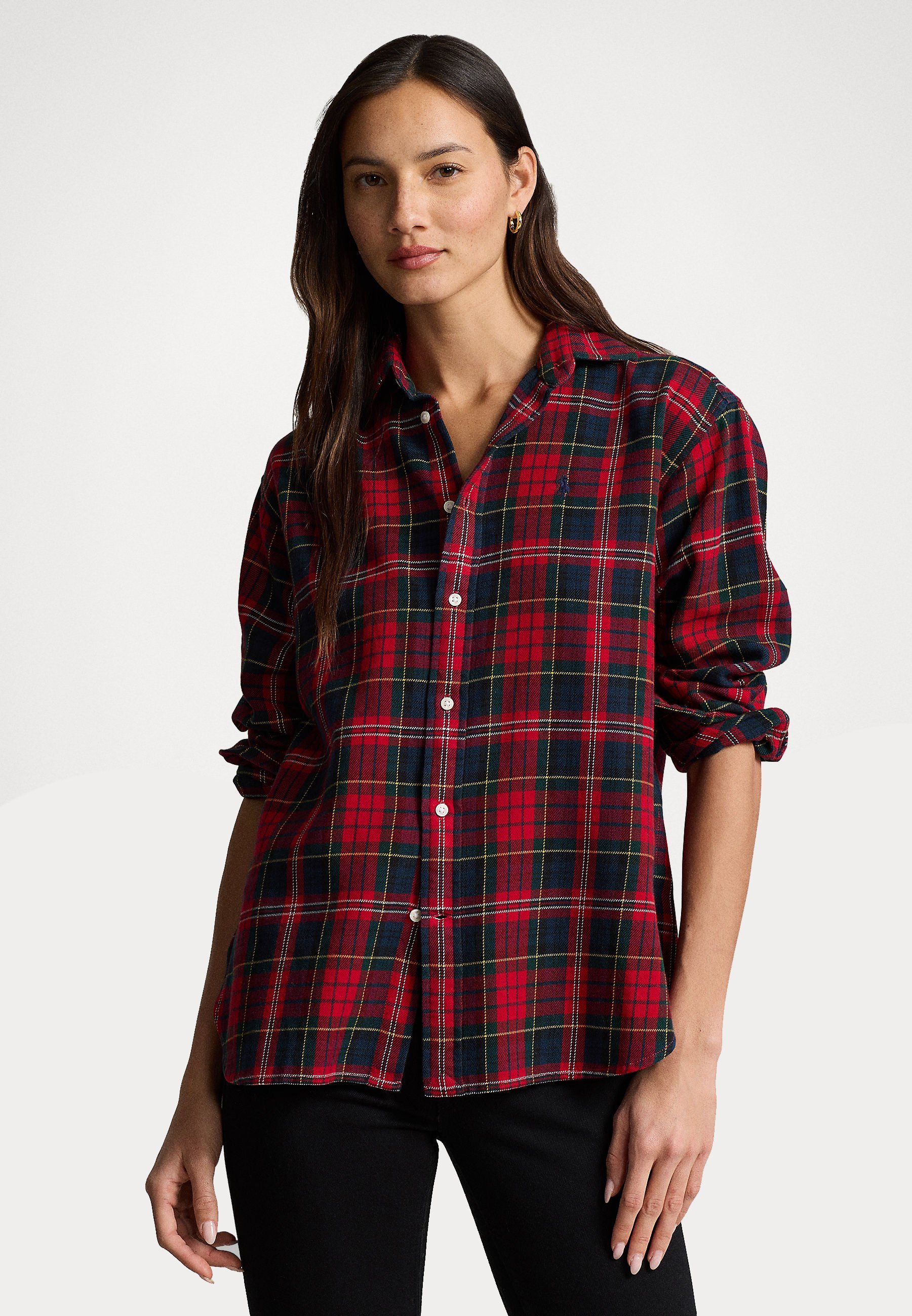 Polo Ralph Lauren RELAXED FIT PLAID COTTON SHIRT - Button-down blouse - red /navy/green multi/dark blue - Zalando.ie