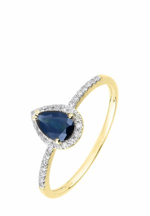 SAPPHIRE AND DIAMOND TEARDROP GEMSTONE - Ring - yellow gold-coloured