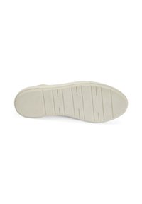 Rubberen zool met een gestructureerde grip, met een beige bovenkant en duidelijke witte ribbels voor grip. Vloeiende afwerking zonder zichtbare logo's.