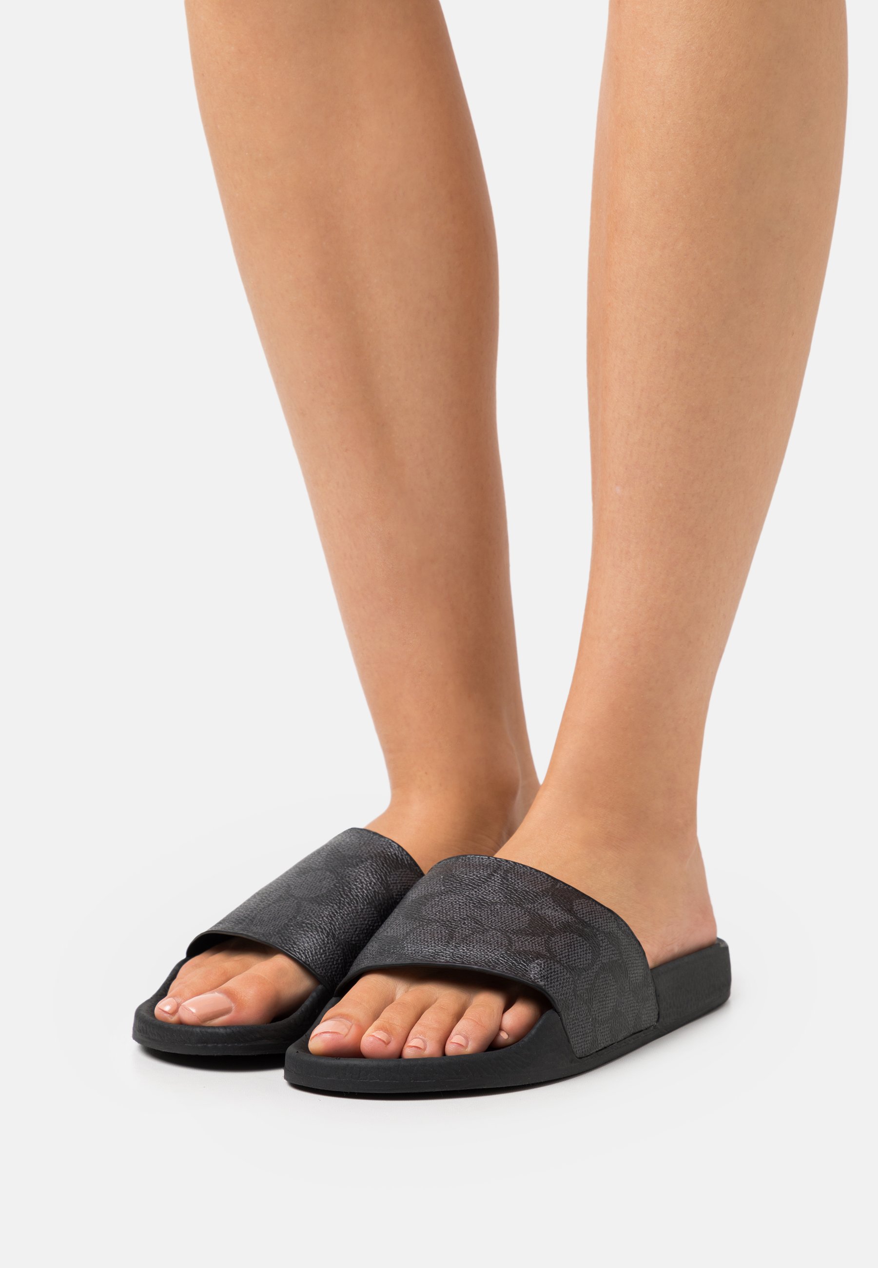 Coach UDELE COATED SLIDE - Mules - charcoal/black/black Coach UDELE COATED SLIDE - Mules - charcoal/black/black