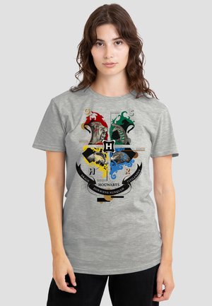 Cotton Soul, HARRY POTTER HOGWARTS MAGICIAL MISCHIEF LEVEL UP CREST - Print T-shirt - mottled light grey