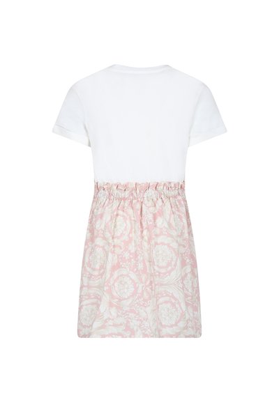 Versace DRESS POP LEGGERO BAROCCO KIDS LOGO - Džersio suknelė - bianco/rosa