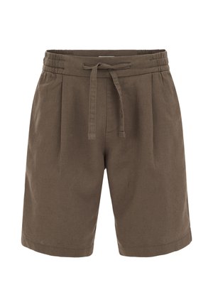 Braune legere Shorts mit elastischem Bund und vorderer Schleife, mit entspanntem Schnitt und Seitentaschen.