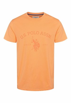 Oranges Kurzarm-T-Shirt aus Baumwolle mit tonal bedrucktem U.S. Polo Assn. Logo, Rundhalsausschnitt und geradem Schnitt.