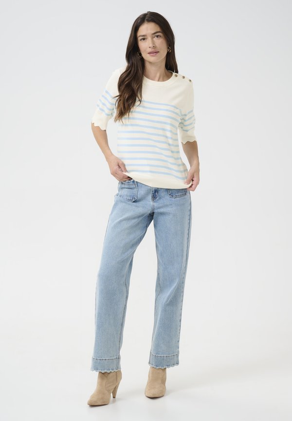 CRVILLEA - Print T-shirt - eggnog clearsky stripe3