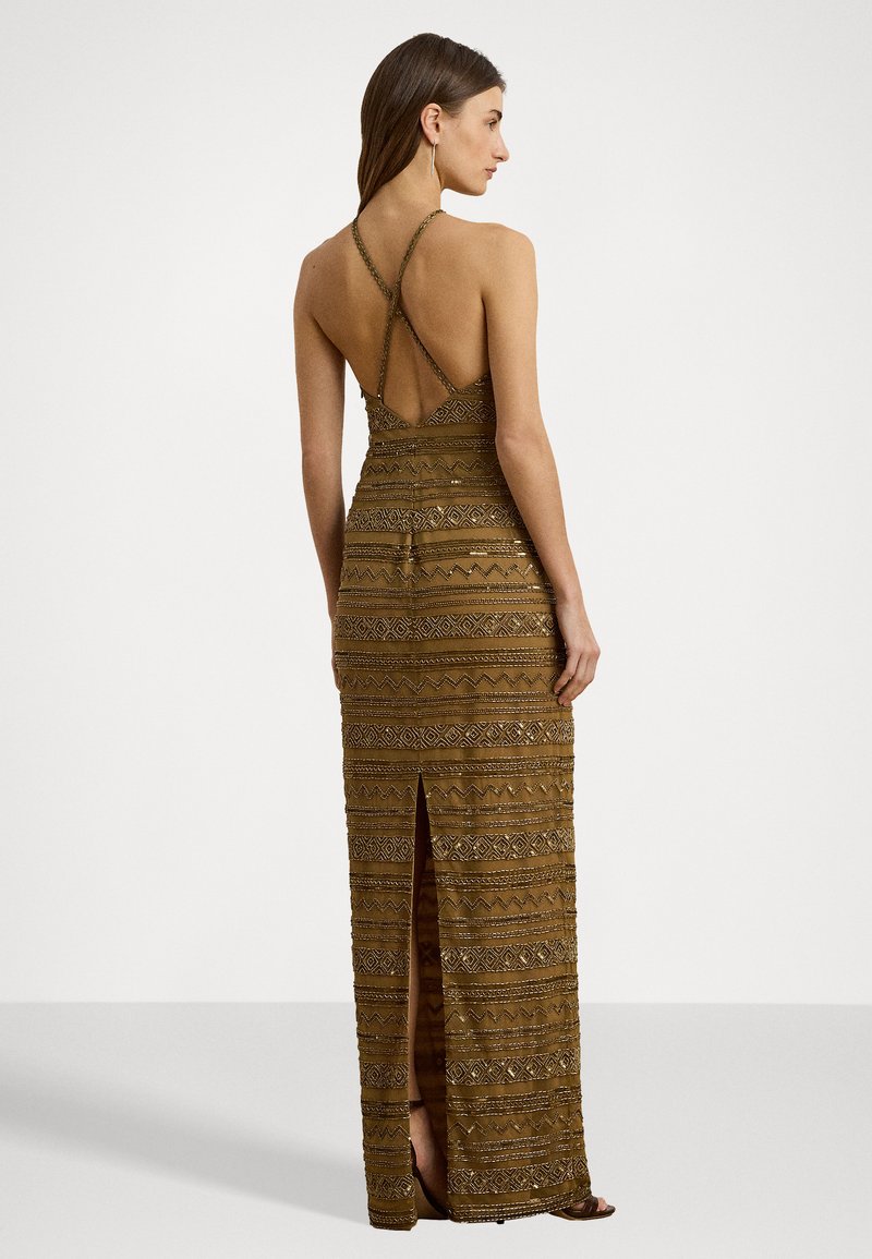ralph lauren sequin mesh dress Lauren Ralph Lauren Evening Gold Sequin Mesh Shoulders Mini Dress