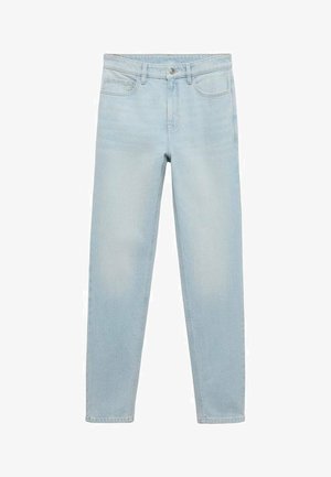 Lichtblauwe denim jeans met een rechte pasvorm, vijf zakken, een knoopsluiting aan de voorkant en een lichte vervaging voor een casual uitstraling.