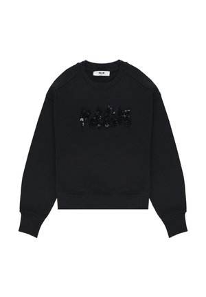 Felpa nera a maniche lunghe con scollo rotondo e decorazione floreale nera testurizzata che forma la scritta "MSGM" al centro davanti.