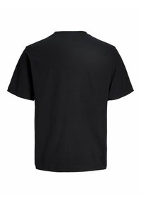Sort bomulds T-shirt med rund hals, korte ærmer og lige kant. Den har en glat tekstur og et minimalistisk design.