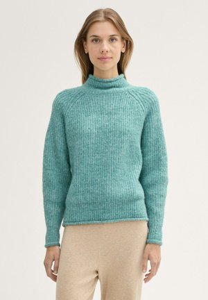 TOM TAILOR DENIM MIT STEHKRAGEN - Jumper - pacific teal melange