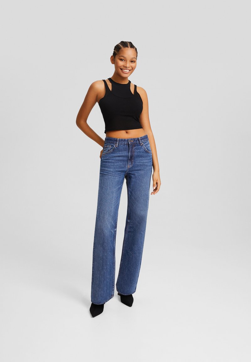 Bershka Straight leg jeans donkerblauw