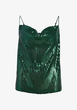 Mørkegrøn paliet-top med tynde justerbare stropper og en let draperet halsudskæring.