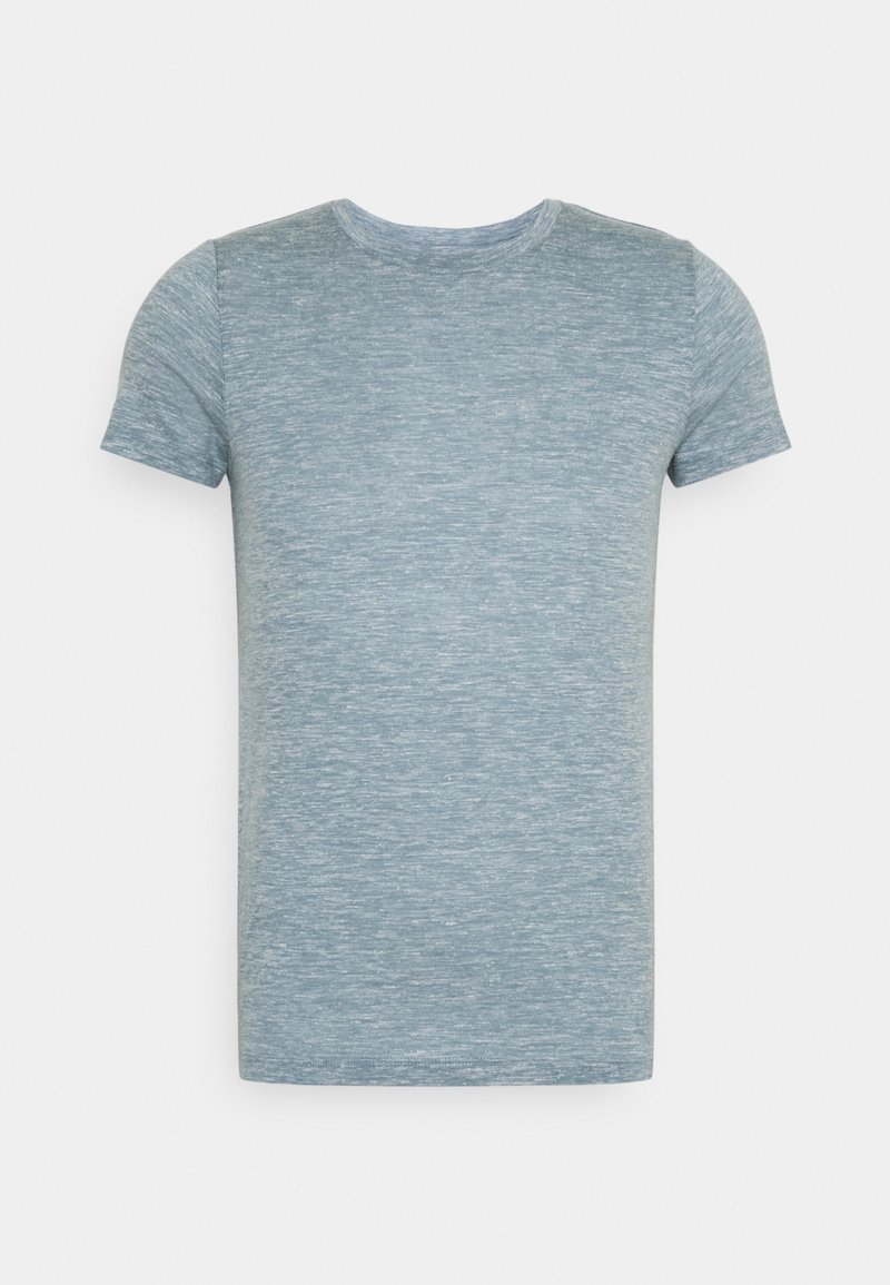 Kortærmet T-shirt i lyseblå med en meleret tekstur. Rund halsudskæring og standard pasform. Blødt stof, minimalistisk design, uden synligt logo.