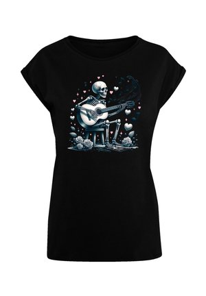 SKELETT SPIELT GITARRE, MUSIK, LIEBE - Print T-shirt - schwarz