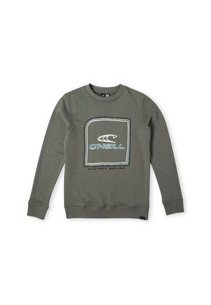 Olivgrünes Sweatshirt mit langen Ärmeln und Rundhalsausschnitt, mit gerippten Bündchen und Saum, mit O'Neill-Logo und dem Schriftzug "California Santa Cruz" auf der Vorderseite.