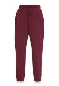 Bordeaux sweatpants med elastisk talje, justerbar snor, sidelommer og tætsiddende manchetter. Fremstillet af blødt, struktureret stof.