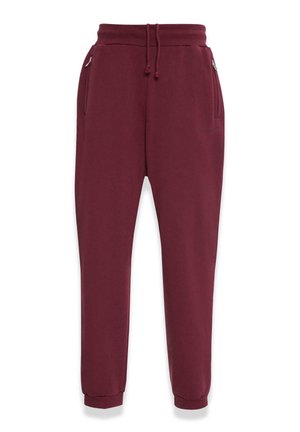 Bordeaux sweatpants med elastisk talje, justerbar snor, sidelommer og tætsiddende manchetter. Fremstillet af blødt, struktureret stof.