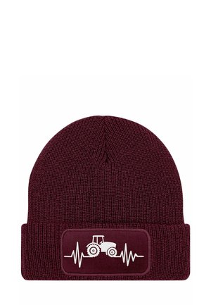 PATCH MIT TRAKTOR HERZSCHLAG - Beanie - bordeauxrot