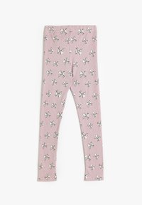 Rosa tights av mjukt tyg med ett upprepande mönster av små svarta och vita snören. Slimmad design med elastisk midja.