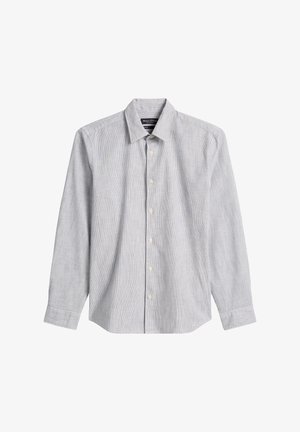 Herenoverhemd met lange mouwen in lichtgrijs met subtiele strepen. Heeft een klassieke kraag en knopen aan de voorkant. Gemaakt van een katoenmengsel.