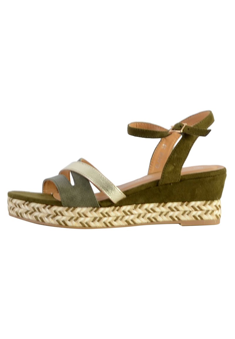 Espadrille Compensée Mathilde Kaki à boucle