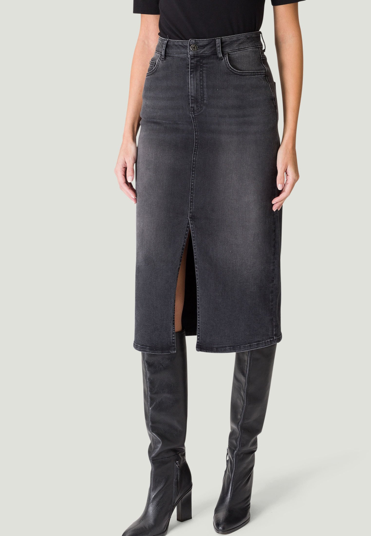 GORGLITTER Damen-Rock, A-Linie, Mit Seitenschlitz & Knoten – Hohe Taille, Midi Länge, In XS-L, Aus Festem Stoff