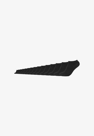 Zwarte enkelsokken op een rij, met een gladde textuur en elastische boorden. Ontworpen voor comfort en duurzaamheid. Set van meerdere paar.