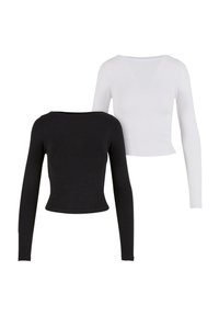RUFFLED SUPER SLIM 2PACK - Long sleeved top - black white
