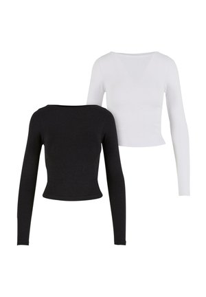 RUFFLED SUPER SLIM 2PACK - Top s dlhým rukávom - black white