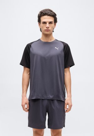 Puma M PWRTRAIN FABRIC MIX TEE - Lihtne T-särk - galactic gray