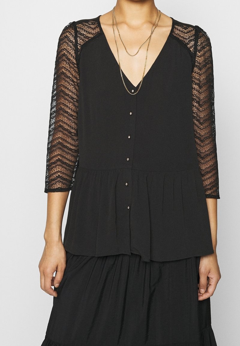 Blouse Noire Zara Taille 40 - Viscose, Manches Longues, Style Bohème