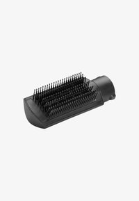 Accessorio rettangolare nero per spazzola con setole arrotondate e una estremità di collegamento per uno strumento di styling.