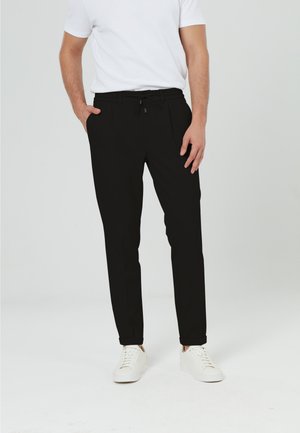 REGULAR FIT WITH ELASTIC WAIST - Stoffhose - black