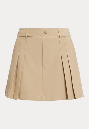 Beežikas volditud miniseelik vöökandurite ja eesmist nööpidega sulgemist.