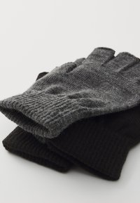 Pier One 2 PACK - Fingerless gloves - black/grey