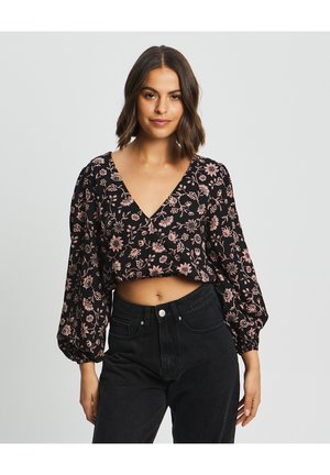 CECILE WRAP - Blúzka - pink and black floral