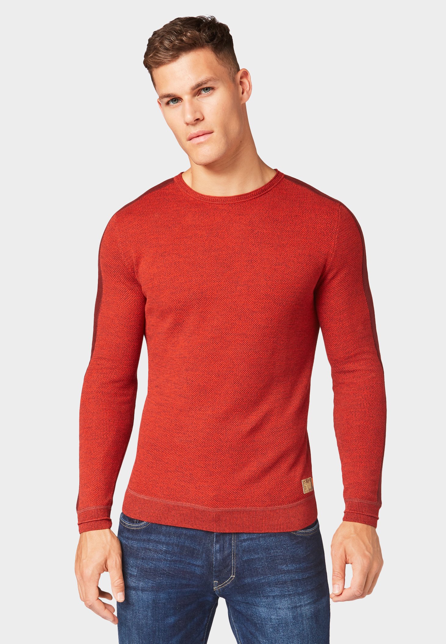 TOM TAILOR FINE STRUCTURED CREW NECK Trui redRood TOM TAILOR Trui redRood Zalando.nl