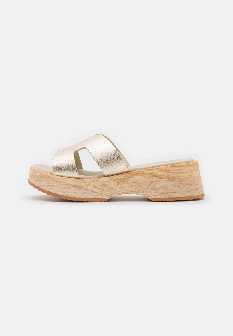Pier One LEATHER Zuecos gold/dorado Zalando.es